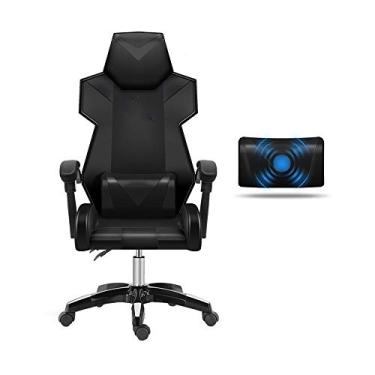 Imagem de Computador estilo corrida de couro PU com encosto alto escritório com suporte lombar reclinável ergonômico corrida escritório altura ajustável videogame s fied