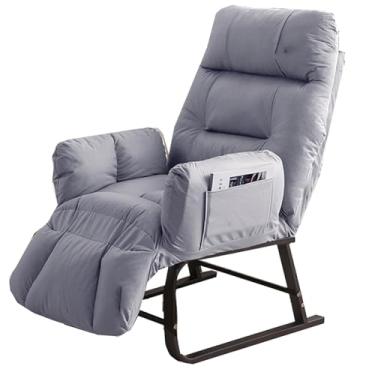 Imagem de espreguiçadeira, poltrona bege, cadeira estofada moderna com braços, poltrona de cadeira preguiçosa com encosto de cabeça, cadeira lateral de sala de estar de leitura de tecido, sofá individual com