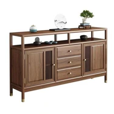 Imagem de URGDWEKJY Armário buffet Aparador chinês olmo madeira maciça armário de chá zen sala de estar armário de armazenamento de parede armário entrada armário aparador (A)