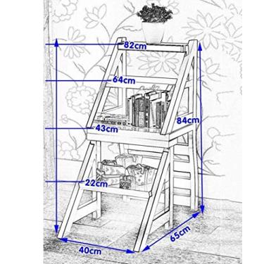 Imagem de LXB Banqueta dobrável fácil e multifuncional, conveniente, para a família, escada de cadeira de madeira maciça, escada dobrável para casa, quatro camadas, banco de escada multifunções, C