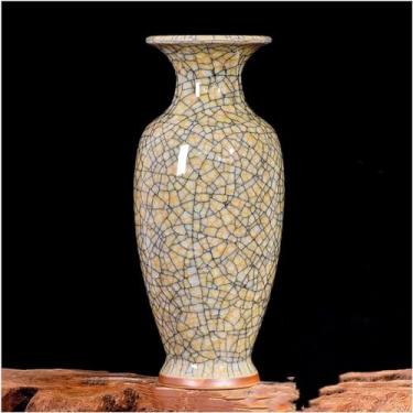 Imagem de AKALNNB Vasos de porcelana chineses antigos rachados junho moderno vaso de cerâmica rachadura de gelo ornamento vasos de chão alto para sala de estar decoração de casa