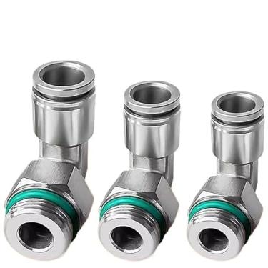 Imagem de Conector pneumático de aço inoxidável 304 PL 1/20.3 cm 1/10.2 cm 3/20.3 cm 1/5.1 cm rosca G externa tubo de conexão de cotovelo de encaixe pneumático (PL10-G04)