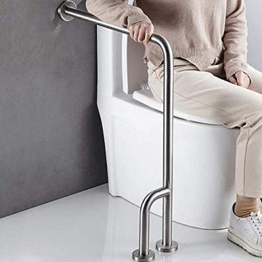 Imagem de Suporte para corrimão de banheiro, barra de apoio para vaso sanitário, suporte de assento de banheiro para deficientes, barras de apoio (esquerda) (direita)