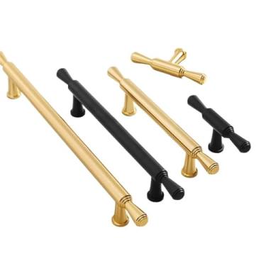 Imagem de CXYFQUUK Puxadores de porta de armário de móveis de liga de alumínio puxadores de gaveta simples nórdico guarda-roupa armário porta puxa móveis ferragens 2 peças (preto 320 mm)