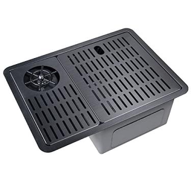 Imagem de CUTPOIY Pia de cozinha, pia de tigela única pequena embutida, pia retangular de aço inoxidável, com enxágue de jarra, tampa de drenagem, contador de bar, enxágue de copo de 3 a 10 cm