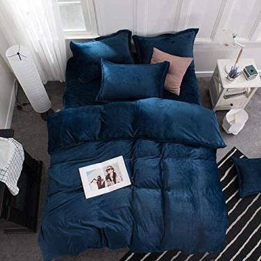 Imagem de Jogo de lençol de flanela de veludo, flanela grossa, dois lados, cor sólida, jogo de cama com capa quente de inverno - Ydl23_Twin Size 3 peças (Ydl2 Twin size 3 peças)