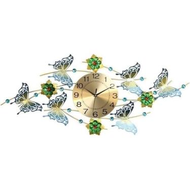 Imagem de WYUYIWH Relógio de parede de arte moderna relógio de parede decorativo grande, relógio de parede de quartzo Dutterfly dourado com movimento silencioso, arte de parede de metal para sala de estar, sala