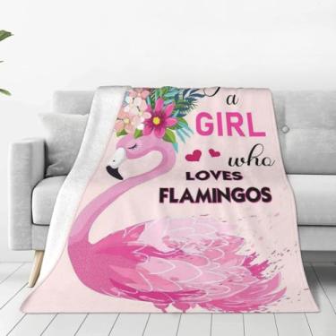 Imagem de Sweetfox Just A Girl Who Loves Flamingos Cobertor Bonito Flamingo Decoração Rosa Manta Presentes para Meninas Super Quente Macio Pelúcia Leve Cobertor de Flanela Cobertor de Inverno para Crianças