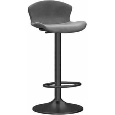 Imagem de MZYSGFCY Banquetas de bancada, bancada, bancada, bancada, balcão, base de metal e apoio para os pés, banco estofado de veludo ajustável, cadeiras de cozinha (rosa) (cinza altura 6580 cm)