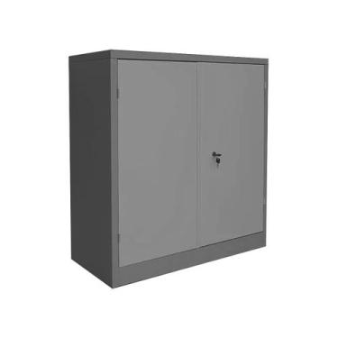 Imagem de Armário de Aço Baixo 2 Portas Cinza  Multiuso com Chave, resistente e 