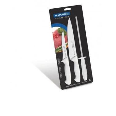 Imagem de Conjunto Facas Inox 3 Peças Premium - Tramontina, Branca, 3 peças, 8"