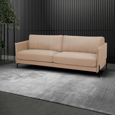 Imagem de Sofá Decorativo Karine 4 Lugares Sala de estar 270cm Pés em Aço Couro Nude G88 - Gran Belo
