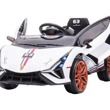 Imagem de Carrinho Elétrico Infantil Esportivo, Branco, com Controle Remoto, Suporta até 30kg, para Crianças Acima de 3 Anos