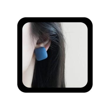 Imagem de Ximdble Brincos quadrados vintage pequenos brincos com pingente geométrico azul martelado minimamente bufante joia para mulheres, Zinco, Sem pedra preciosa