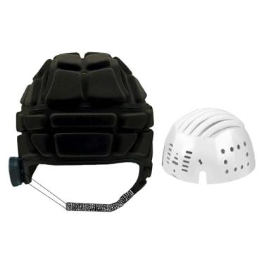 Imagem de harayaa Capacete de futebol americano com bandeira, capacete de rúgbi acolchoado com forro ajustável, protetor de cabeça para skate, hóquei, lacrosse, adultos