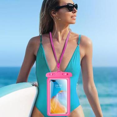 Imagem de 1 bolsa seca universal à prova d'água para celular com corda pendurada bolsa seca praia esportes ao ar livre, 22,5 * 11,5 * 1,2 cm (rosa)