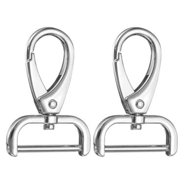 Imagem de Generic 2 peças de gancho de pressão destacável, fecho giratório, anel D de 2,5 cm com fecho de garra de lagosta giratório, gancho para alça de bolsa, porta-chaves, bolsa faça você mesmo, prata