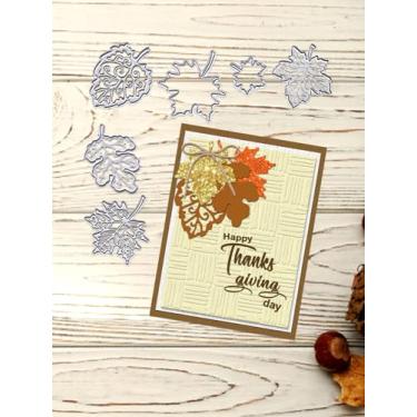 Imagem de Matrizes de corte de folhas de outono para fazer cartões, corte de folhas de bordo de outono para dia de Ação de Graças, estêncil, molde de gravação para artesanato, scrapbook, decoração de álbum de