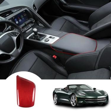 Imagem de Aotumcer Capa de tampa de console de carro, compatível com painel de caixa de apoio de braço Chevy Corvette C7 2014-2019, capa de proteção de recipiente de apoio de braço de fibra de carbono real