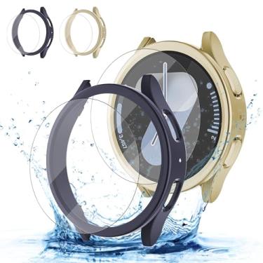 Imagem de [2+2] Pacote para Samsung Galaxy Watch 7 capa protetora de tela acessórios de 40 mm, película protetora de vidro temperado anti-embaçamento HD/HD, conjunto de capa facial, impermeável, capa para