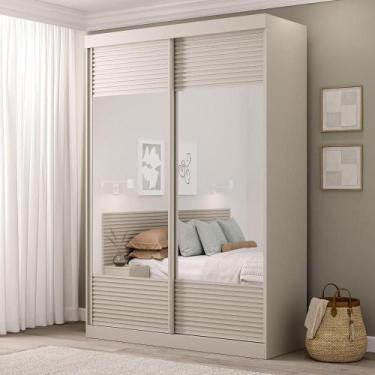 Imagem de Guarda-Roupa Solteiro 2 Portas com Espelho Samambaia CabeCasa MadeiraM