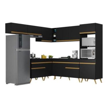 Imagem de Armário De Cozinha Completa De Canto Veneza Multimóveis V2070 Preto/do