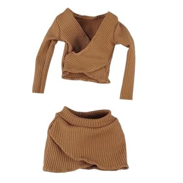 Imagem de Generic Conjunto Feminino em Escala 1:6 com Top Cropped, Saia Curta, Roupas Da Moda para Figuras de ação Femininas. Ideal para Vestir, Marrom