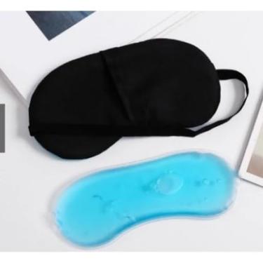 Imagem de Máscara de Dormir com Bolsa de Gel Refrescante Totalmente Preta – Conforto e Relaxamento para um Sono Profundo (2unidades)