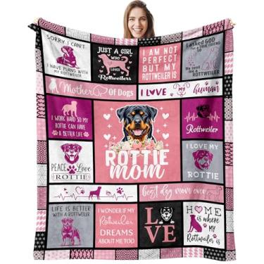 Imagem de SENHIJI Presentes de mãe de cachorro para mulheres cobertor 152 x 127 cm (152 x 127 cm, Rottweiler)