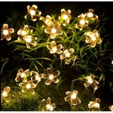 Imagem de Pisca Pisca Natal, 5m Cordão de Luz Solar de Cerejeira, Luzes de Fadas Solares para Decoração de Festas de Casamento, Decorações Essenciais para O Natal(1 unidade)