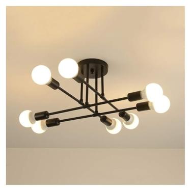 Imagem de Luminária de Teto Sputnik Moderna com 8 Lâmpadas nas Cores Preta, Design de Meados do Século, para lustre para sala, Sala de Jantar, Sala de Estar, Quarto, Banheiro e Outros Ambientes​