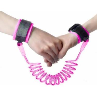 Imagem de Guia de Segurança Infantil Anti-Perda – Pulseira Ajustável com Fio de Aço Inox para Passeios e Viagens (Rosa)