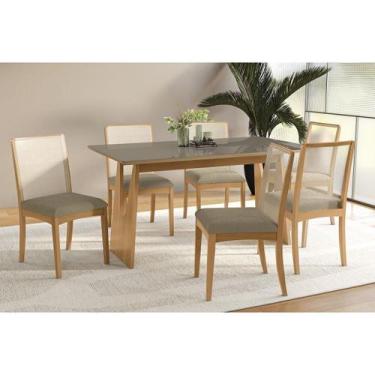 Imagem de Conjunto Sala de Jantar Mila Premium Madeira Maciça c/ Tampo Madeirado