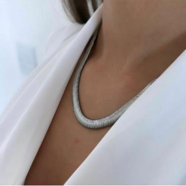 Imagem de Colar Malha Snake Grosso Banhado a Prata (SEMIJOIA) - Potere