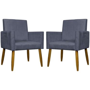 Imagem de Kit 2 Poltronas Decorativas Mari Suede Pé Palito - Cinza Suede