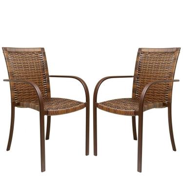 Imagem de 2 Cadeiras Argila, Alumínio Pintura Eletrostática Marrom