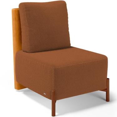 Imagem de Poltrona Decorativa Sala De Estar Living Hungria L02 Couríssimo Whisky Bouclê Terracota