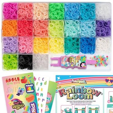 Imagem de Rainbow Loom: Estojo de criação AutoLoom – Kit de artesanato de pulseira DIY, 9000 elásticos de borracha, 50 contas coloridas, 3 folhas de adesivos, conjunto de atividades de joias, crianças a partir