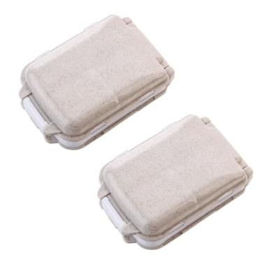 Imagem de Cabilock Caixa de comprimidos diária de 3 camadas com 8 compartimentos, estojo compacto e dobrável para viagem, organizador portátil para medicamentos, vitaminas e suplementos de óleo de peixe, bege