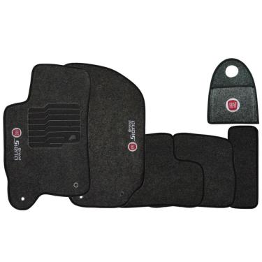 Imagem de Jogo Tapete Automotivo Carpete + Lixeira Grand Siena 2012 à 2018 Soft Logo Bordado Grafite 6 Peças