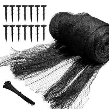 Imagem de Socpuro Kit de rede para lagos de carpas de 30 x 30 m para folhas, rede de lago, proteção de rede de lago, protege peixes Koi de pássaros, gatos, garças, com 14 estacas e 25 laços de zíper