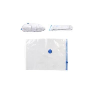 Imagem de EP Saco Organizador a Vácuo, Branco, PVC Transparente, 40x60cm, Redução de Volume 80%, para Roupas, Cobertores e Edredons