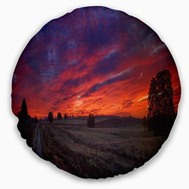 Imagem de Designart Lindo céu nublado durante o outono paisagem sala de estar, sofá, almofada de alta qualidade + capa de almofada impressa em ambos os lados 50,8 cm