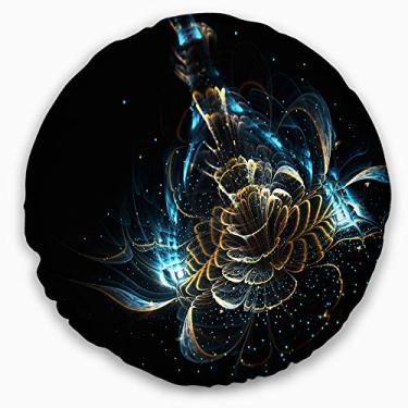 Imagem de Design verde e amarelo brilhante flor fractal floral sala de estar, sofá, almofada de alta qualidade + capa de almofada impressa em ambos os lados 50 cm