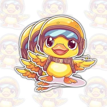 Imagem de (3 peças) Adesivo de piloto de pato, adesivos de pato amarelo, decalque de vinil engraçado com citação de animal à prova d'água para laptop, garrafa de água, capa de telefone, presente de carro para