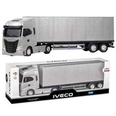 Imagem de Caminhão Iveco S-way Toco Baú Miniatura Brinquedo Realista Colecionáve