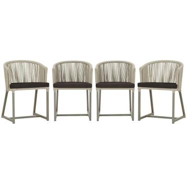 Imagem de 4 Cadeiras De Jantar Noronha Fendi Corda Náutica E9 Trama Rami