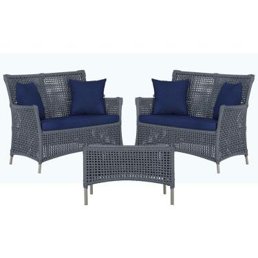 Imagem de 2 Sofás E Mesa Igapó Alumínio Fendi Corda Náutica E10 Trama Prata