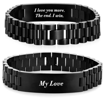 Imagem de EGHTvmok Presentes para namorado, Natal, Natal, fofo, namorado, presente exclusivo, doce aniversário para ele, formatura, 6 meses, 1 ano, aniversário, dia dos namorados, adulto, pulseira de elos de