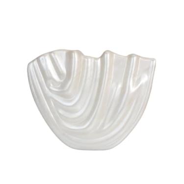 Imagem de DKQXEIM Bolsa feminina de acrílico com design escultural artístico exclusivo em forma de concha para noite bolsa enrugada para festa de formatura, Pérola